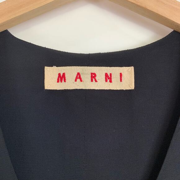 MARNI Viscose Sleeveless V-Neck Cocoon Shift Dress Black Women's Size 44 US 8 - Picture 3 of 5